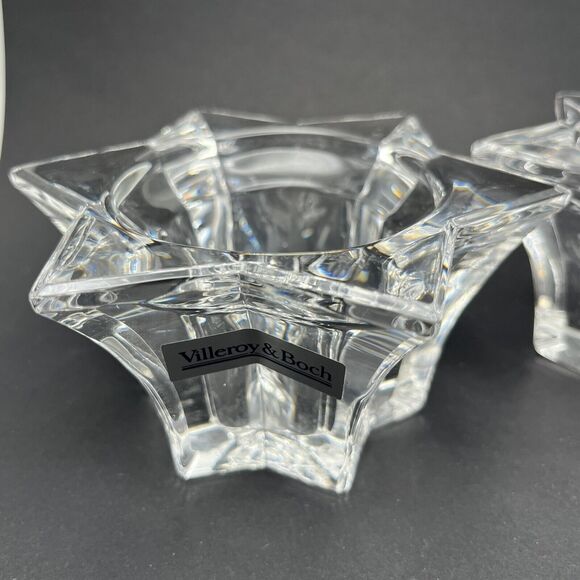 2 Vtg Villeroy & Boch Germany Lg Glass Star Votive Candle Holders Lucca 4.75" - Picture 13 of 16
